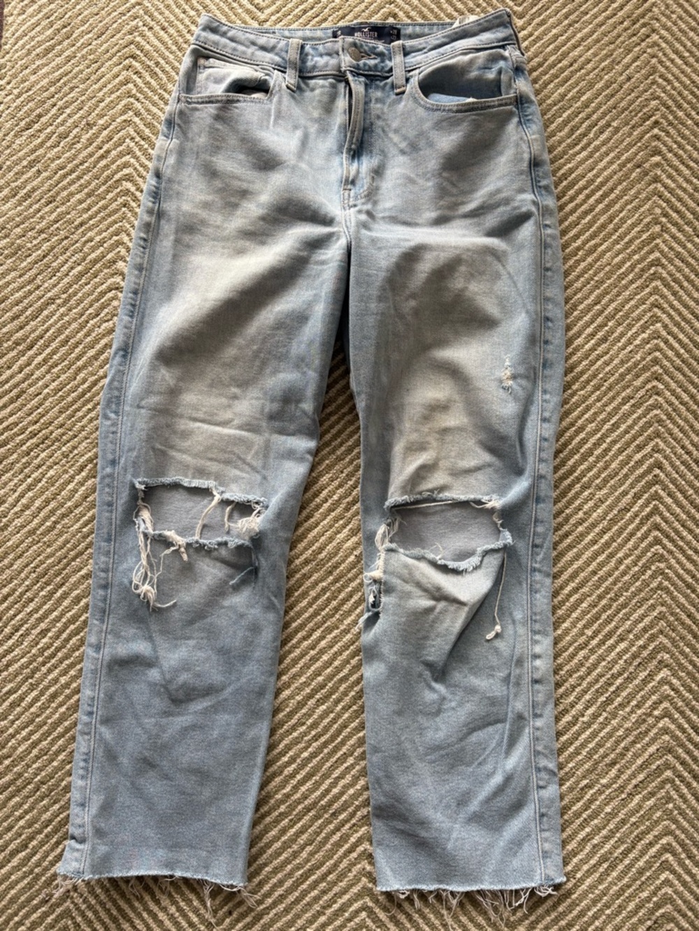 Hollister Light Wash Distressed Straight Jeans